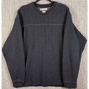 Columbia Sweater Mens XL Gray V-Neck Ribbed Pullover Long Sleeve Cotton Outdoor
